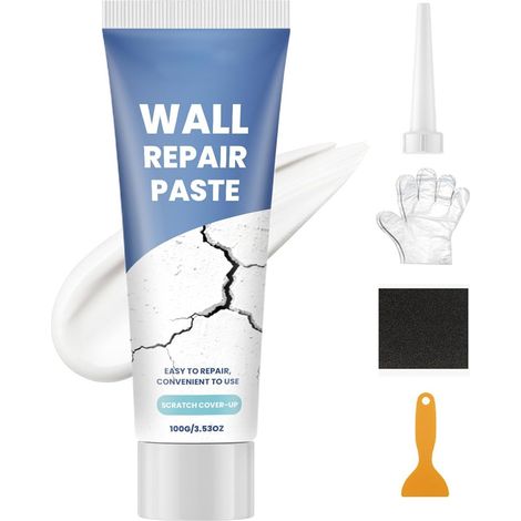 Kit de réparation mural Mastic de jointoiement Enduit pour Trous et Fissures Pour fissures, carrelage, papier peint, peinture, béton, plâtre, salle de bain (1/5)