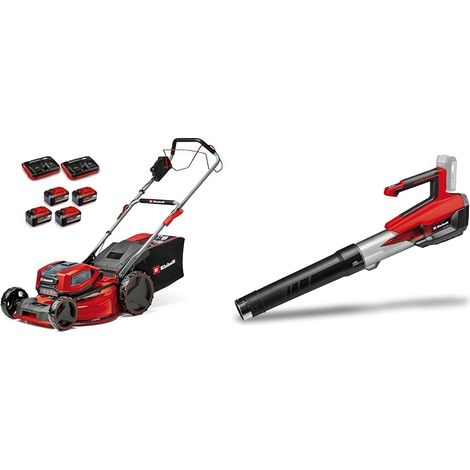Tondeuse à Gazon sans Fil GP-CM 36/52 S Li BL (4x5,2Ah) (36V, brushless, 52cm) 4 Batteries 5,2 Ah et 2 Chargeurs Doubles + Souffleur sans Fil GP-LB 18/200 Li E