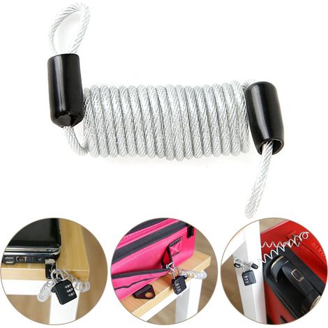 Câble de sécurité en acier à ressort pour vélo, casque et valise (1/4)