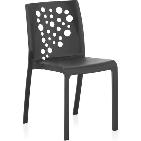 Pegane – Lot de 6 chaises empilables en résine anthracite – Dimensions 48x54x81 cm – Résistantes aux intempéries et UV – Confort ergonomique