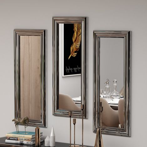 Espejo Guarcino, Modulable, set de 3, Forma Rectangular, 30x70h cm Plata (1/4)