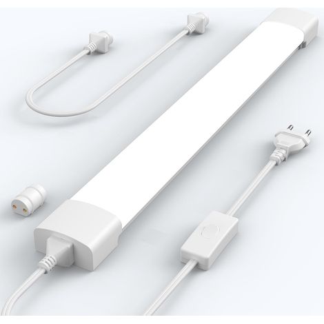 Antenlicht 4er Pack LED Feuchtraumleuchte 60cm 18W 5000K,Ultraslim LED-Streifen IP65 mit Steckverbindern,connectable,110lm/W,für Garage Werkstatt Keller-Weiß