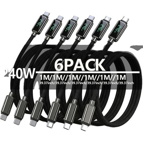 USB-C Schnelllade-Kabel, 240W Ausgang, Hochgeschwindigkeits-Datenübertragung, 6Pack 1M (1/2)