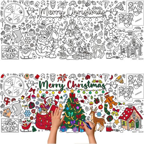 Nappe de table de Noël à colorier 76x183cm pour enfants, plaisir de bricolage & déco