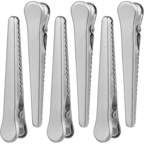 6-teiliges Set Edelstahl-Verschließclips für Aufbewahrungsbeutel, Küchen- und Haushaltswerkzeuge-11.50X2.00X1.70CM-Silver (1/4)