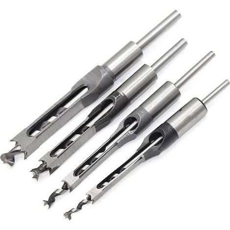 CCYKXA (1/4-1/2-5/16-3/8 inch) Set of 4 Chisels, Square Hole Drill Bits, Steel Hollow Chisels, Woodworking Tools Set