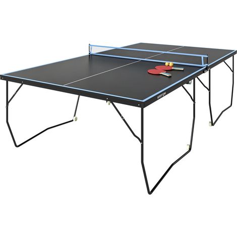 Table de ping-pong pliable 8 roulettes structure acier et plateau MDF 274x152,5x76cm Noir (1/5)