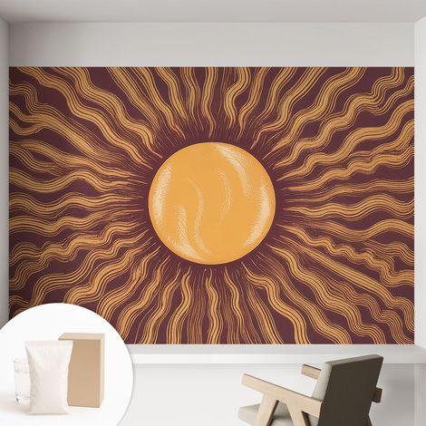 Papier peint décoratif avec colle pour salon, chambre à coucher et bureau – Design moderne et facile à poser Rayons de soleil 152x104 cm (1/5)