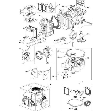 Esploso spaccato motore serie tre trattorino rasaerba castelgarden TRE 701 GGP 69 ass. fasce elastiche