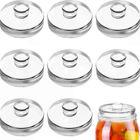 Gärgewichte aus Glas mit Griff, versiegelte schwere Gärgewichte, Küchenhelfer, durchsichtiger Deckel für Einmachgläser mit breiter Öffnung (1/4)