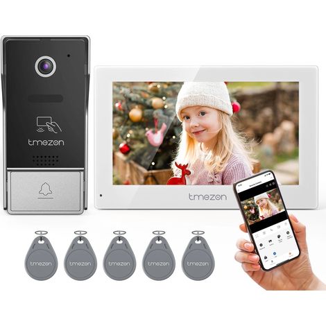 7 pouces Tuya App 1080P Wifi système d'interphone vidéo intelligent avec sonnette filaire APP/mot de passe/carte balayage écran tactile,1 monitor 1doorbell (1/5)