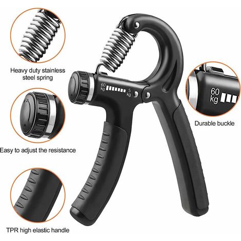 Hand Grip,Exerciseur de Doigts Résistance Réglable 5-60 kg Poignée de Main Exercice Musculation/Pince de Musculation/Poignée d'entraînement pour Les Doigts et la Force Avant-Bras (1/4)