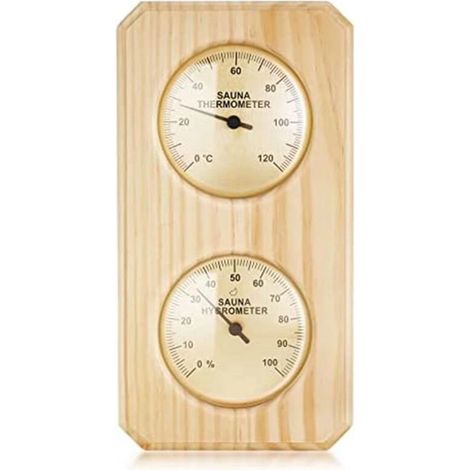 Thermomètre et hygromètre en bois pour sauna 2 en 1, mesure de l'humidité et de la température pour sauna familial et hôtelier (1/5)