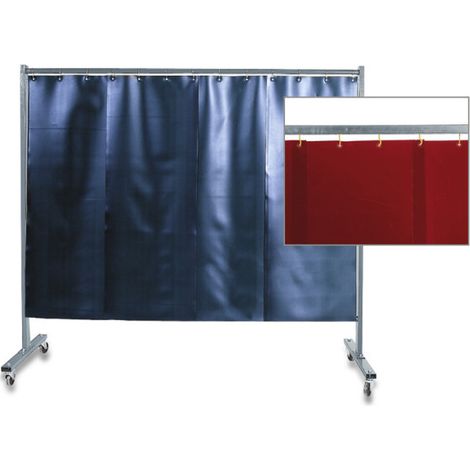 Biombo de 1 pieza con cortina lama, mejor protección contra radiaciones, proyecciones de soldadura y salpicaduras KEMPER                 Rojo