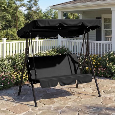 YODOLLA Balancelle de Jardin 3 Places avec Auvent Réglable & Coussin Amovible, Noir