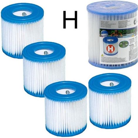 Intex – Lot de 4 cartouches de filtration type H pour filtre piscine – Dimensions 10 cm x 9 cm – Fibres Dacron – Nettoyage facile