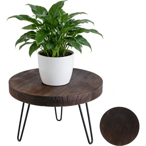 Pflanzenständer – 1 Stück – Akazienholz und Metall – Stabiler Ständer für 12,5–38 cm große Töpfe – Für drinnen und draußen, Wohnzimmer/Terrasse – 30 cm, Natur (1/5)