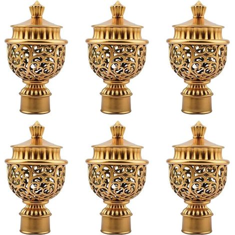 6pcs capuchons de tringle à rideau en plastique doré, décorations de tringle de fenêtre rétro, extrémités décoratives de poteau de draperie, s'adapte à Dia. Tiges de 28 mm pour décoration de fenêtre d (1/5)