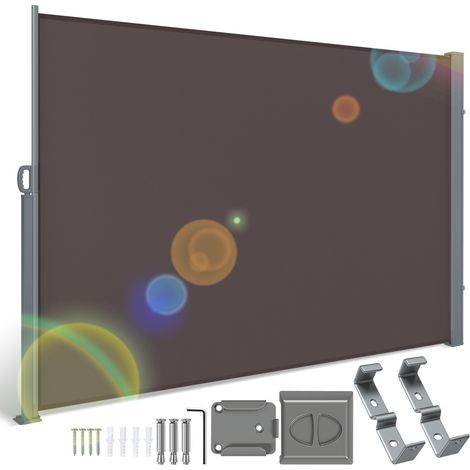 TolleTour Auvent Latéral Rétractable, Paravent extérieur 180x300cm Brise-vue de Jardin, Écran de Protection, Écran de Balcon Terrasse Marron