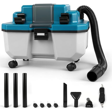 Rechargeable dust collector, suitable for both wet and dry use, compatible with 18V batteries, features a blower function, large capacity, compact size, strong suction, easy to carry, multi-functional (1/4)