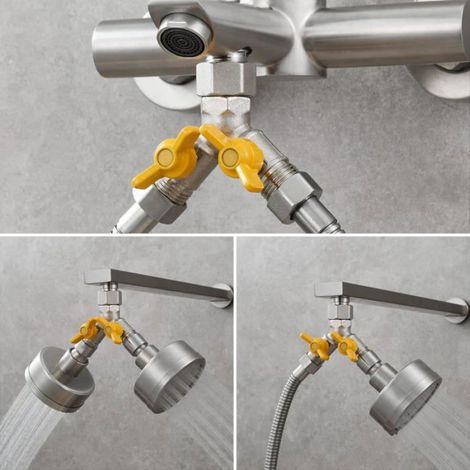 Vanne d'Adaptateur 3 Voies Laiton Y-Distributor 1/2", Douche Lave-linge Salle de Bain Cuisine Tuyau d'Arrosage Cuneary (1/5)