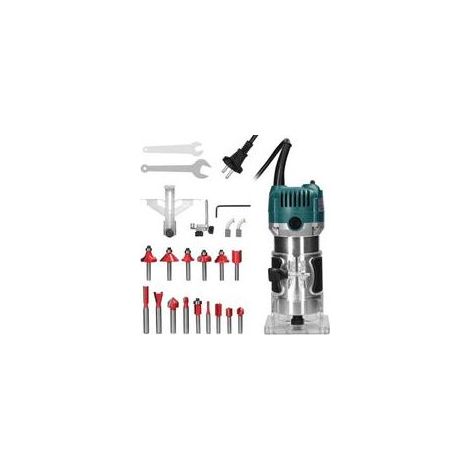 Elektrische Oberfräse/Holztrimmer (800 W), Ausstattung: 800 W, elektrisch, Holz, 15 Spannzangen (1/4)