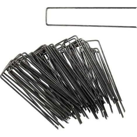 Piquet de jardin de fixation toile de paillage 150 x 40 mm en acier x 50 (1/4)