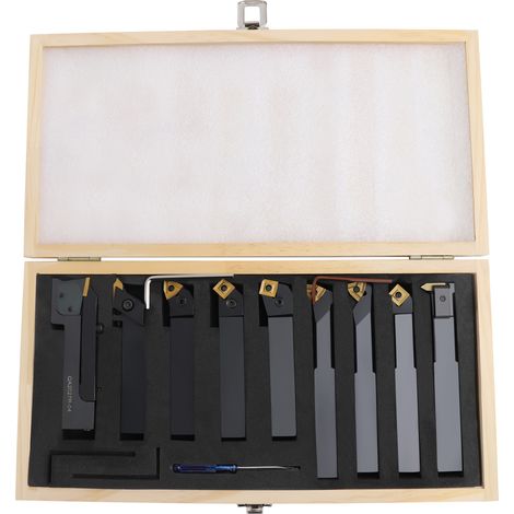 YISSALE-9‑teiliges Wendeschneidplatten-Drehwerkzeug-Set - 20 mm Schaft, indexierbare Drehmeißel für schwere Schruppbearbeitung und Zerspanung an Drehmaschinen, robust und präzise (1/5)