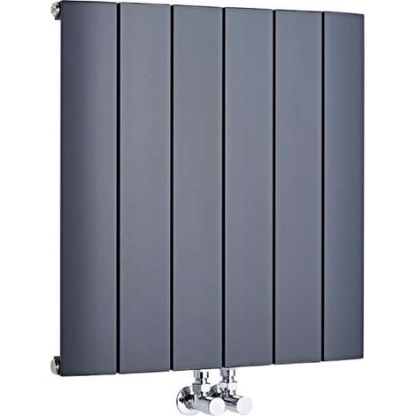 Hudson Reed – Radiateur horizontal en aluminium anthracite 60 x 56,5 cm – Puissance 692W – Raccordement central – Garantie 10 ans (1/4)