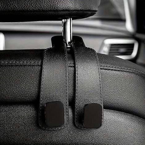 (1 pièce) Crochets pour appuie-tête de voiture, organisateur de siège robuste en similicuir avec boucle magnétique, crochets de suspension pour sacs, portefeuilles et manteaux (1/5)