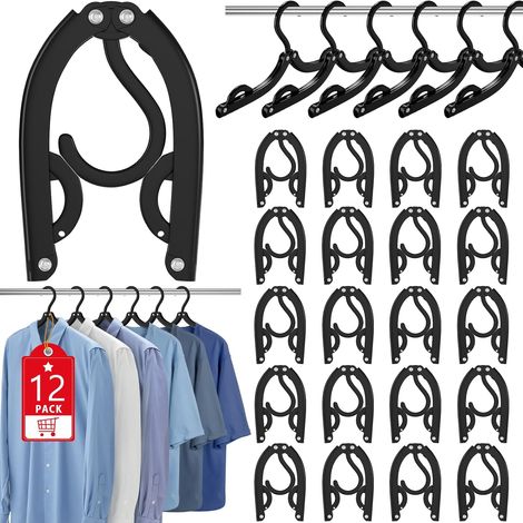 Étendoir à linge pliable et portable noir, idéal pour les voyages (valises, camping-cars, camping, avions, hôtels, road trips) - Lot de 12 (1/5)