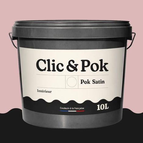 POK SATIN Peinture Mur Plafond – Intérieure Satinée, Lessivable, Multisupport - Rose Moyen - 10L (1/4)