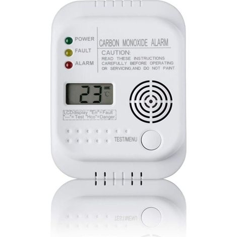 Détecteur de monoxyde de Carbone, alimenté par Batterie, Detecteur de gaz avec Affichage et indicateur de température (1/4)