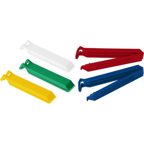Lot de 5 clips colorés pour fermeture de sachet, clips pour sachets hermétiques, pince à sachets, Plastique, Rouge, Vert, Bleu, Blanc, Jaune, 11 cm (1/2)