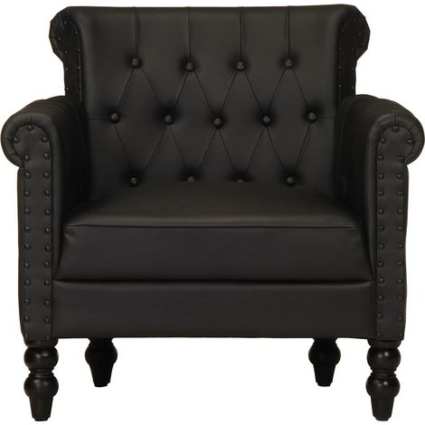 Fauteuil Relax Fauteuil Salon - Noir Cuir de chèvre véritable BV384867 - BonneVie (1/5)