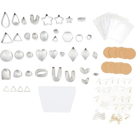Lot de 141 emporte-pièces en acier inoxydable multifonctions DIY pour boucles d'oreilles, porte-clés et pâtisserie (1/5)