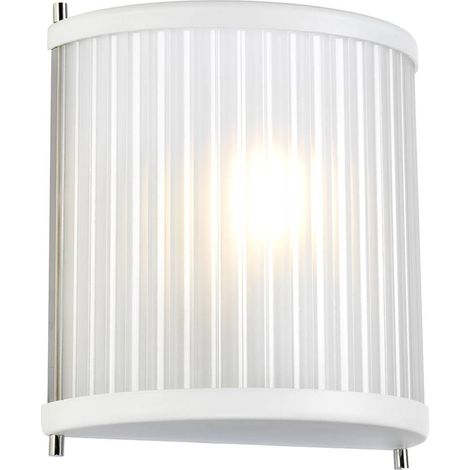 Applique murale à 1 lumière Corona Flush, nickel poli blanc, verre givré (1/5)