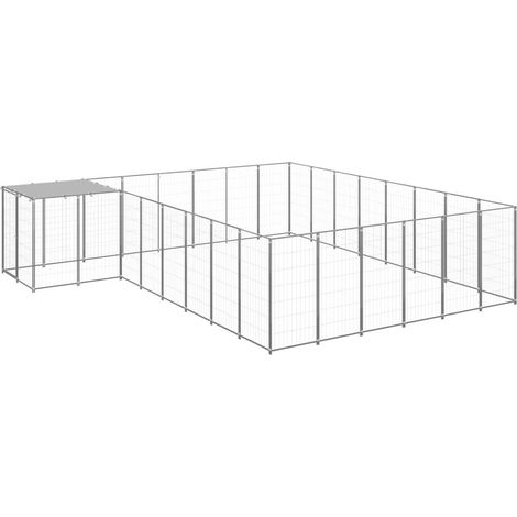 Cuccia da esterno gabbia per cani parco animali argento 15,73 m² acciaio 020000242