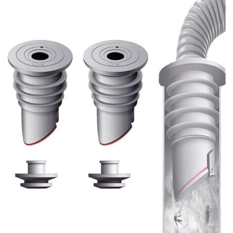 Joint de Tuyau de Machine à Laver WISIRENT, 2 Pièces 35-40mm Gris Bouchon Anti Odeur Machine à Laver Bouchon D'Étanchéité de Tuyau D'Évacuation, Joint de Tuyau de Vidange Déodorant pour Domestique (1/4)