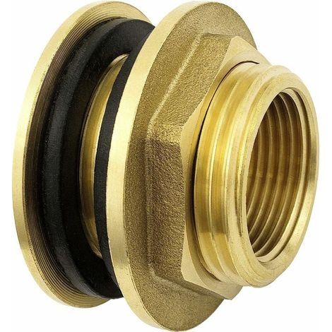 Traversée de paroi en Laiton de 3/4 Pouce de Haute qualité Inoxydable traversée cloison pour robinets d'eau, Baril de Pluie, conteneur, cuve IBC LO-Ron (1/5)