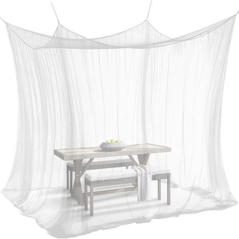 Moustiquaire pour l'intérieur et l'extérieur, 300 x 300 x 250 cm, 220 mailles, taille XXL, pour tente, caravane (blanche) (1/5)