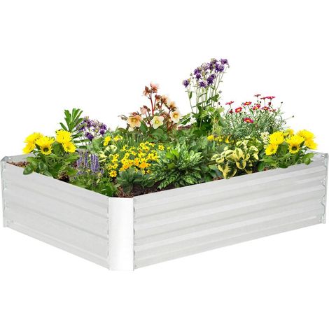 Lit Potager Surélevé - Acier Galvanisé - 120 x 90 x 30 cm - Pour Jardin Extérieur - 1 Pièce (1/5)