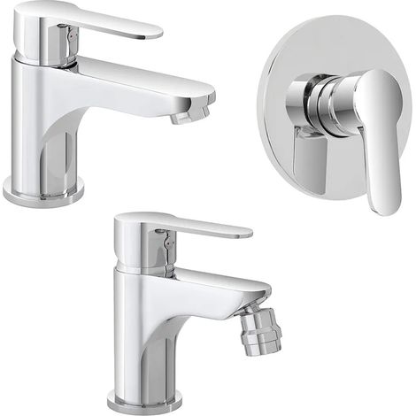 Set miscelatori lavabo bidet e doccia incasso in ottone cromato Zoe (1/5)