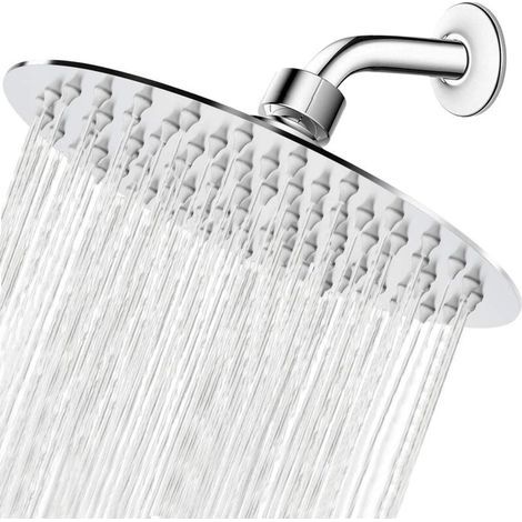 Lntyq Pommeau de douche rond de 8 pouces/20 cm, pommeau de douche à effet pluie, acier inoxydable 304, rotatif à 360 °, facile à installer et à nettoyer (1/5)