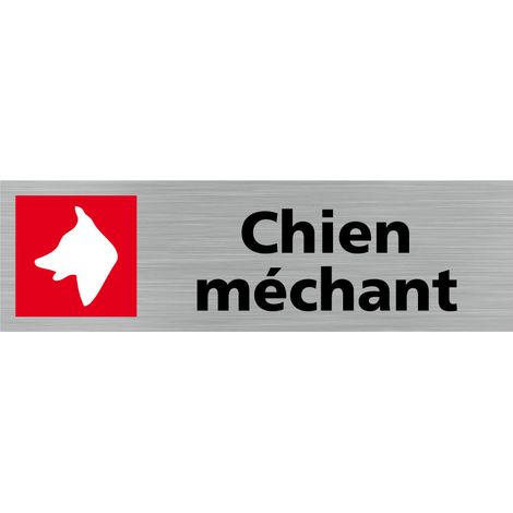 Pictogramme CHIEN MECHANT (Q0403).- Adhésif aspect aluminium brossé - (1/5)