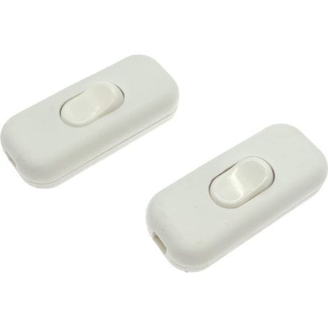 2x interrupteur de cordon en ligne bipolaire maximum 6A blanc, interrupteur en ligne isolant bipolaire, accepte 1-2 fils ronds ou plats, interrupteur torpille pour petit appareil ou la (1/5)