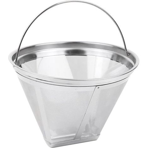 Wiederverwendbarer Kaffeefilter aus Edelstahl, kegelförmig, für 12 Tassen Kaffeemaschinen, für nachhaltiges Kaffeebrauen und leicht zu reinigen (1/5)