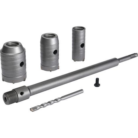 Scie à Cloche Trépan, Ø30mm, 40mm, 50mm Set de Scies Cloches, Trépan Béton 350 mm SDS Plus Tige d'Extension Pointe en Carbure de Tungstène,Scie Cloche pour Brique Pierre Béton Ciment (1/5)