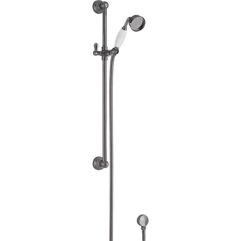 Hudson Reed Traditional Slider Shower Rail Kit with Traditional Handset - Brushed Pewter