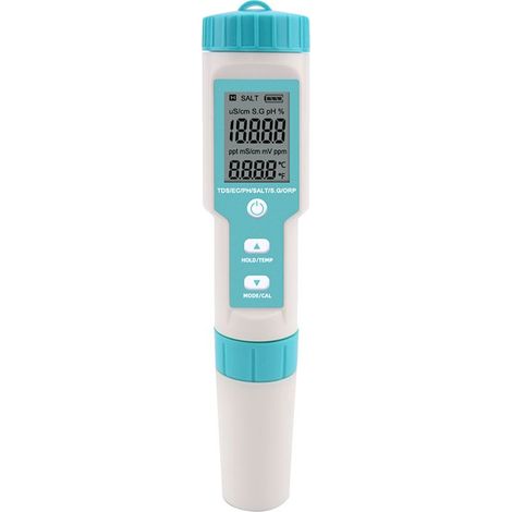 7-in-1 Multiparameter-Taschenwasserqualitätsmessgerät C-600 mit austauschbarer Elektrode zur Messung von pH-Wert, TDS, EC, ORP, SG, Salzgehalt und Temperatur (1/5)